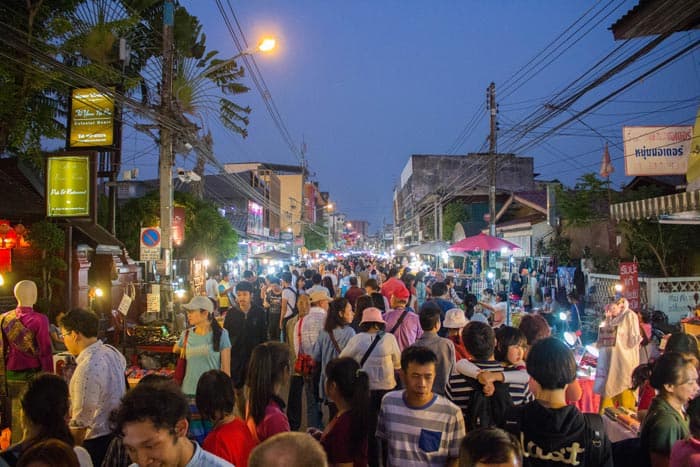 Saturday walking street Chiang Mai people