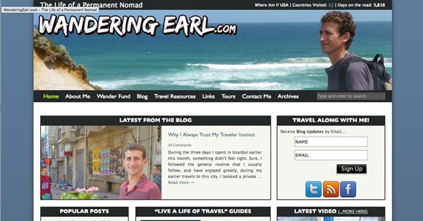 Top 10 Travel Blogs of 2016 - Wandering Earl Derek Earl Baron